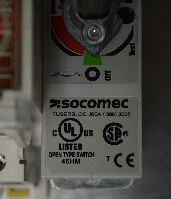 Socomec J60A 38613005 FUSERBLOC Disconnect Switch 60A 600V Class J 3P with Fuses