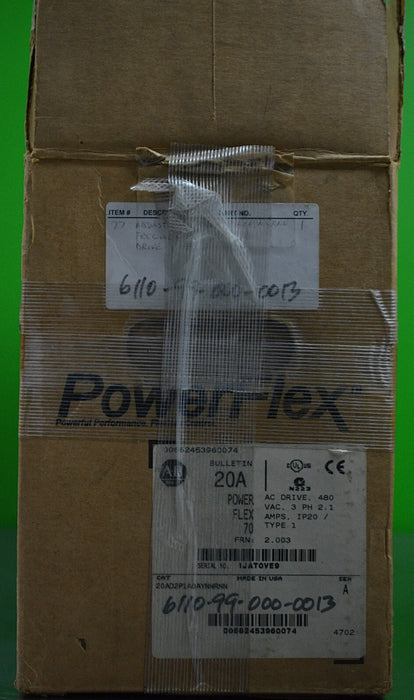 Allen-Bradley PowerFlex 70 20AD2P1A0AYNNRNN 1 HP Series A 480V FRN: 2.003 - NEW