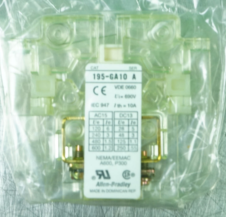 ALLEN BRADLEY 195-GA10 AUXILIARY CONTACT