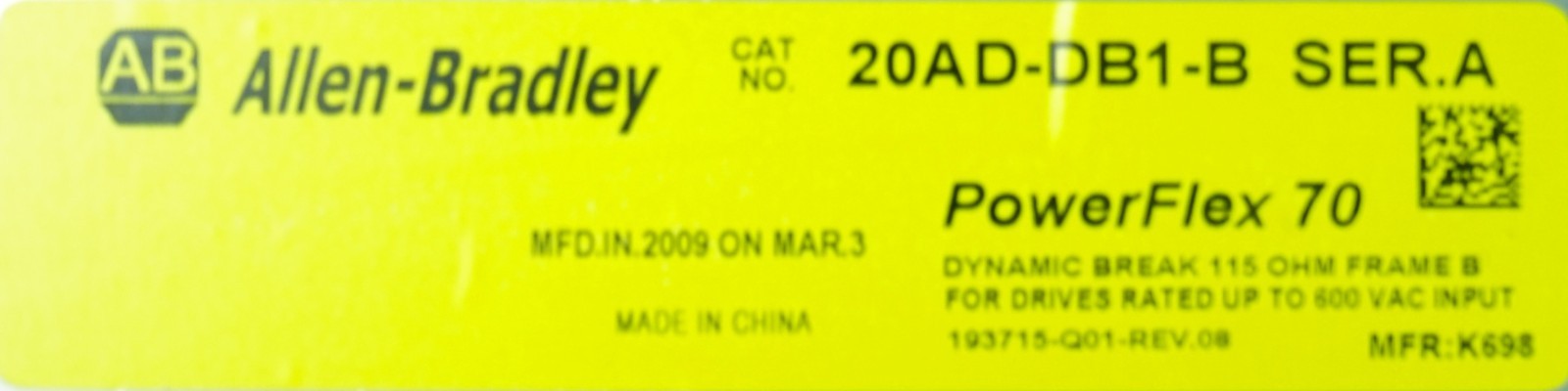 New Allen-Bradley PowerFlex 70 Dynamic Brake 20AD-DB1-B Ser A 115 OHM Frame B