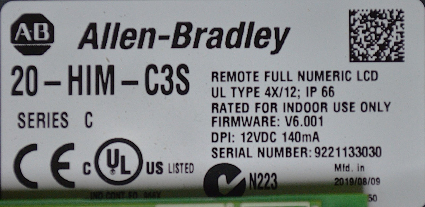 Allen-Bradley 20-HIM-C3S Remote Full Numeric LCD Series C Human Interface Module
