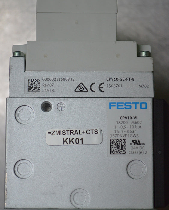 Festo CPV10-VI Valve Terminal Block w/ CTEU-PN Profinet Bus Node 8-Port, 2201471