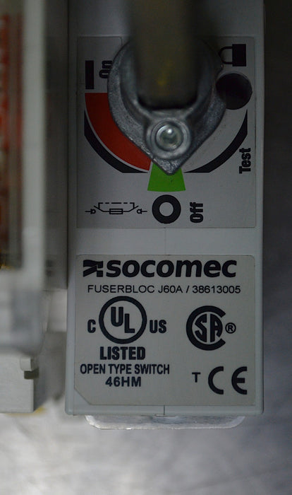 Socomec J60A 38613005 FUSERBLOC Disconnect Switch 60A 600V Class J 3P with Fuses