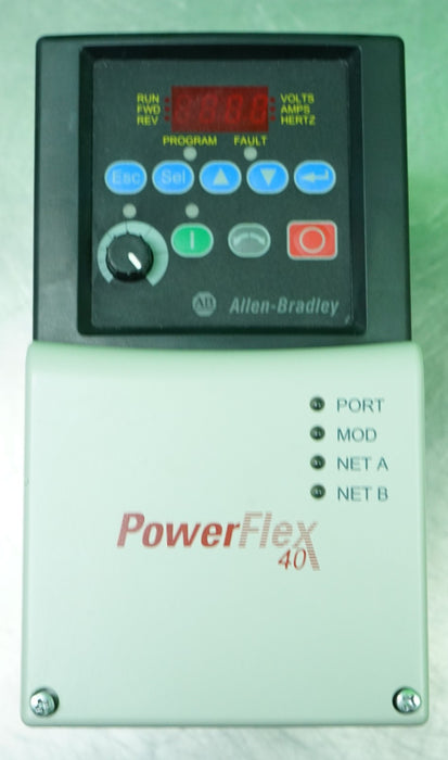 Low Hours Allen-Bradley 22B-D4P0N104 Power Flex 40 Drive 2 HP Ser A FRN:3.03