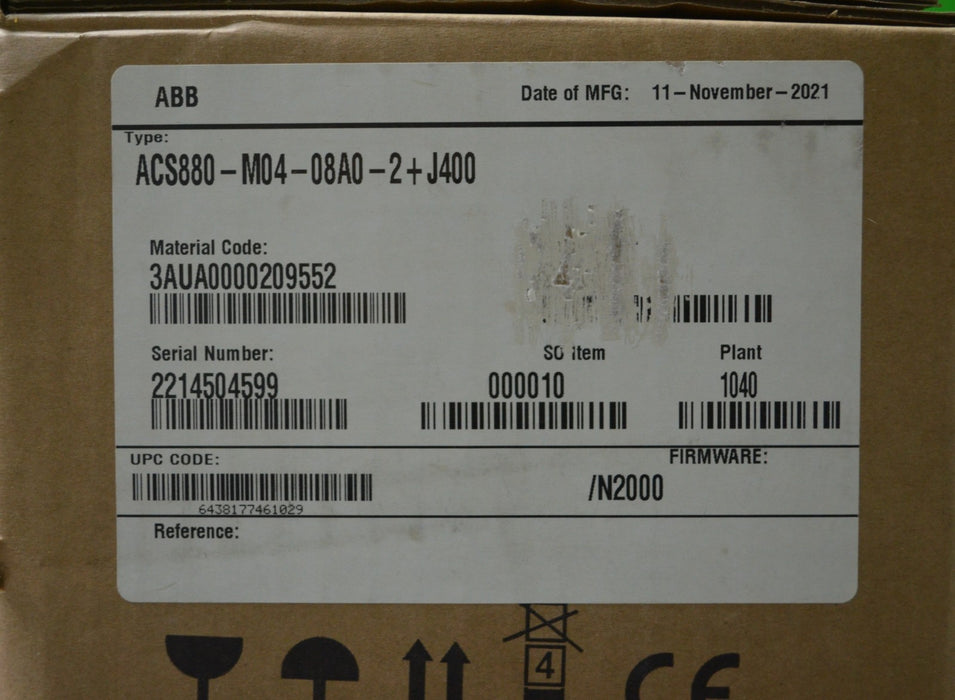 New ABB ACS880-M04-08A0-2+J400 2HP 230V 1.5Kw 3P VFD Compact Industrial AC Drive