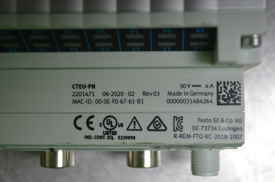 Festo CPV10-VI Valve Terminal Block w/ CTEU-PN Profinet Bus Node 8-Port, 2201471