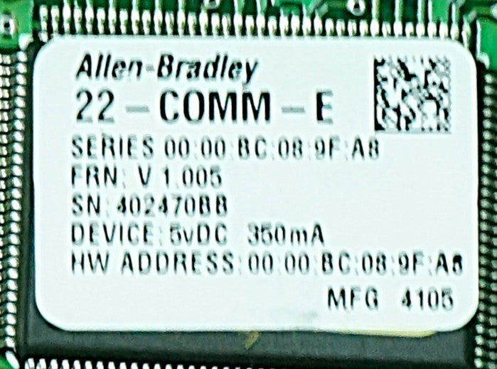 Allen Bradley 22-COMM-E Ethernet Module with Cable VER 1.005
