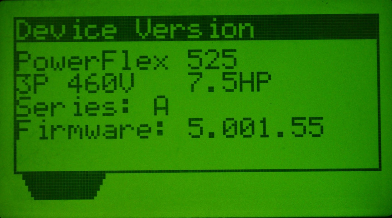 Low Hours Allen-Bradley 20BD013N104 PowerFlex 525 7.5HP Series A FRN: 5.001 480V