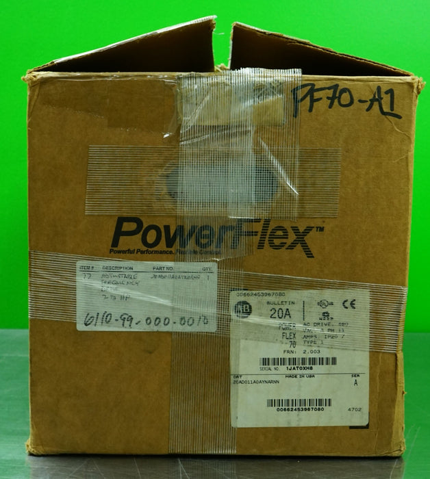 New Allen-Bradley Powerflex 70 20AD011A0AYNARNN 7.5 HP SER. A FRN: 2.003